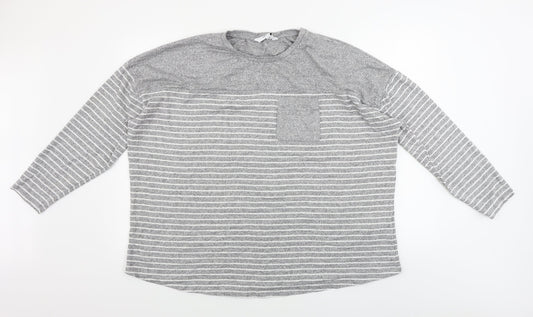 Capsule Womens Grey Striped Pullover Jumper Size 24