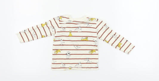 Primark Boys Beige Striped Basic T-Shirt Size 12-18 Months - Lion King