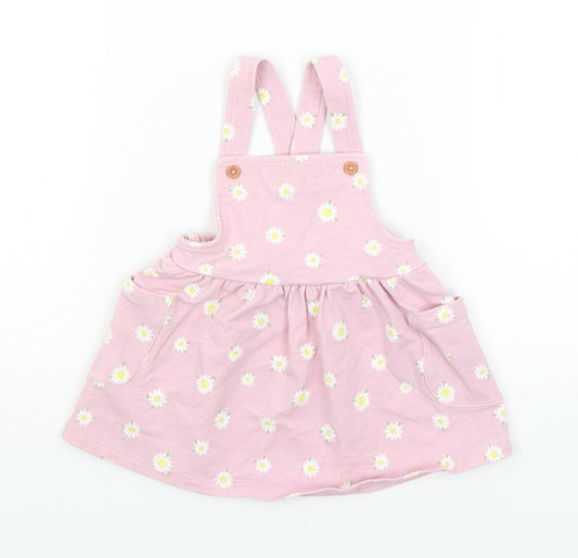 Nutmeg Baby Pink Floral Pinafore/Dungaree Dress Size 3-6 Months