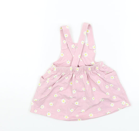 Nutmeg Baby Pink Floral Pinafore/Dungaree Dress Size 3-6 Months