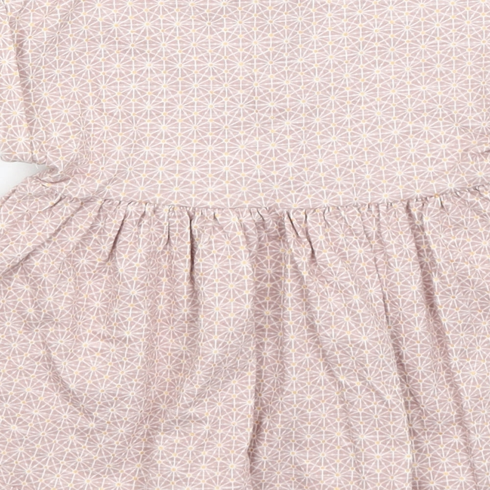 Brand and care label for Next Baby Purple Geometric Fit & Flare, size 3-6, Months