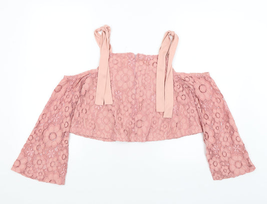 Womens UK Size 8 Missguided Pink Cropped T-Shirt