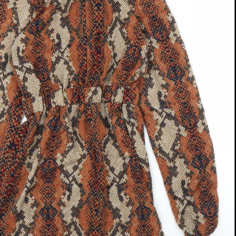 AX Paris Womens Brown Animal Print A-Line Size 8 - Snake print