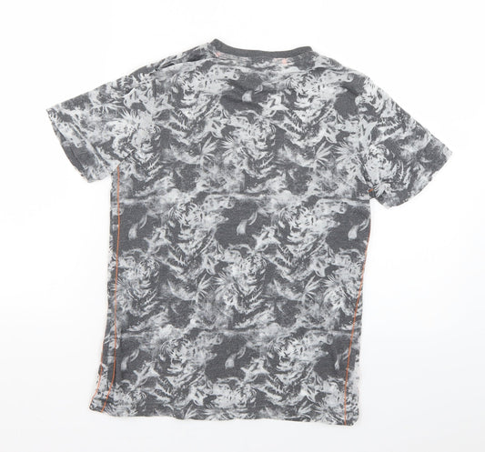 F&F Boys Grey Geometric Basic T-Shirt Size 9-10 Years