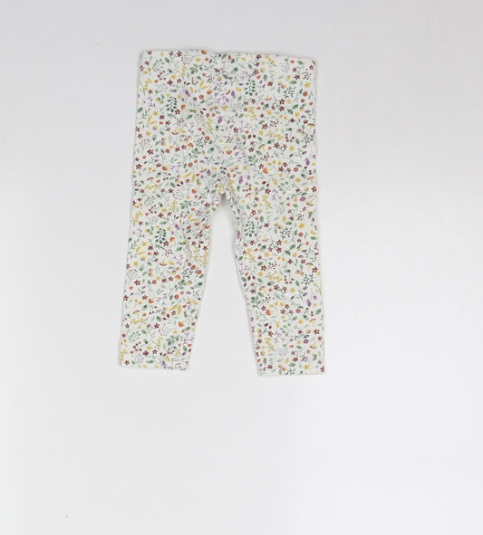 TU Girls White Spotted Capri Leggings Size 9 Months - Garden Print