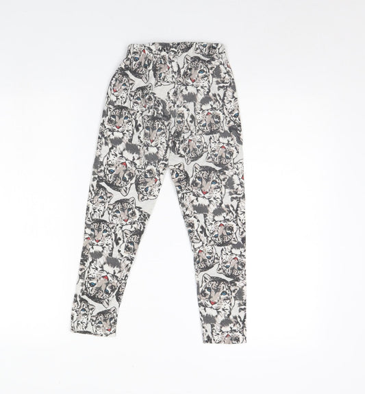 Bpc Girls Grey Animal Print Capri Trousers Size 8 Years - CUB