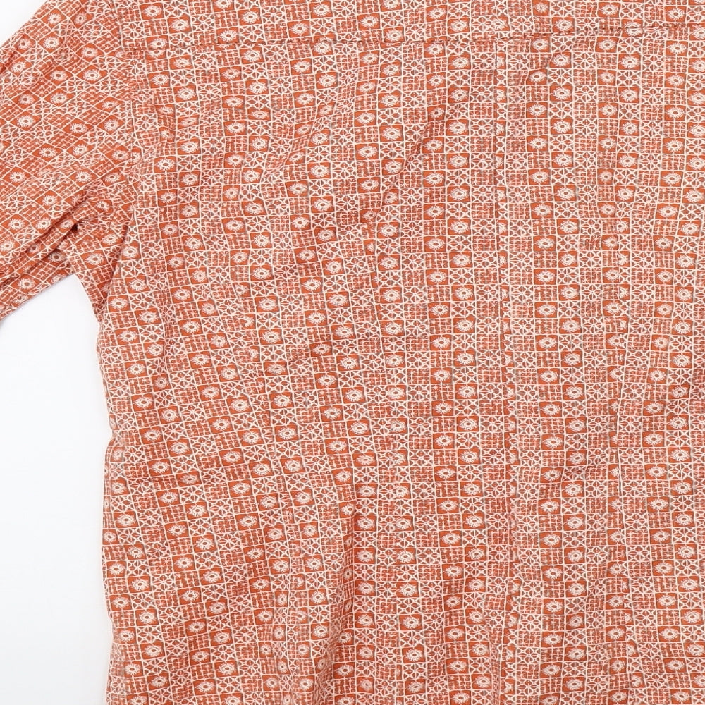nts Mens Orange Geometric Polo Size 14