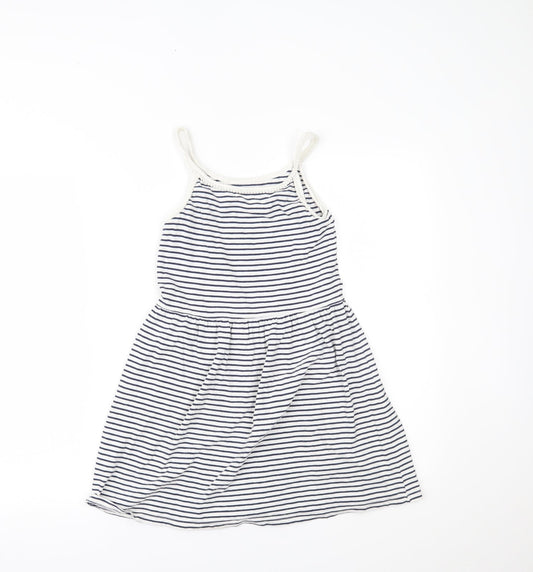 NEXT Girls White Striped Fit & Flare Size 9 Years