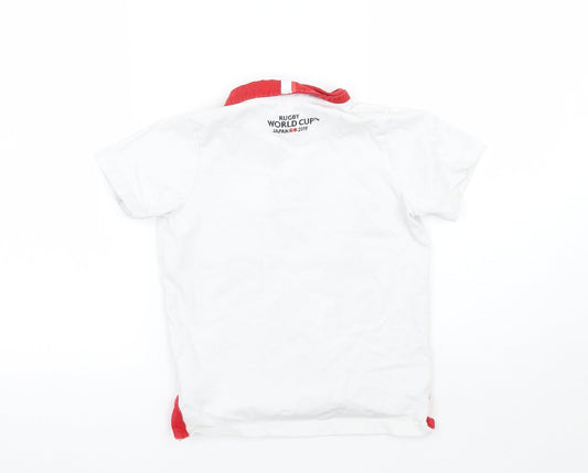 Rugby World Cup 2019 Girls White Basic Polo Size 7-8 Years - England