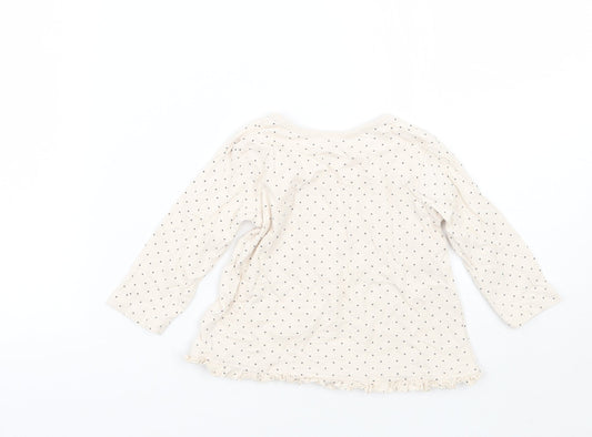 George Girls Ivory Polka Dot Basic T-Shirt Size 9-12 Months