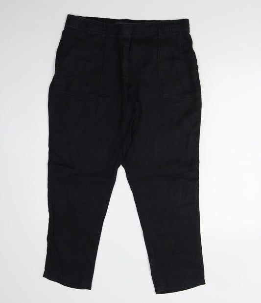 Womens UK Size 16 M&S Regular Fit Black Trousers