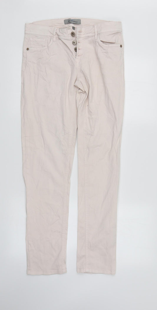 Womens UK Size 10 Blue Motion Regular Fit Straight Ivory Jeans