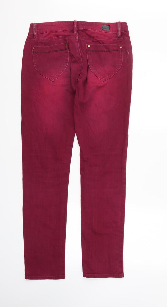 miss Neuss Mens Purple Denim Straight Jeans Size 16 L31 in