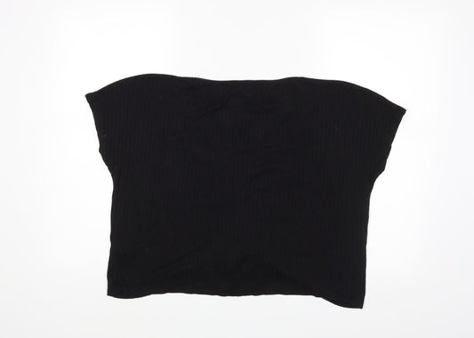 Womens UK Size L New Look Black Cropped Blouse