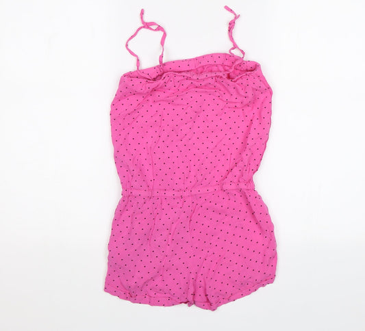 H&M Girls Pink Polka Dot Playsuit One-Piece Size 10 Years