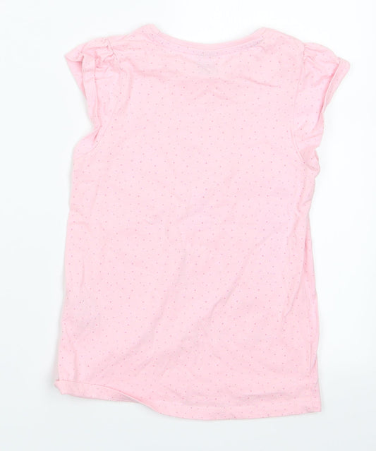 Little Kids Girls Pink Basic T-Shirt Size 5-6 Years - Holiday Chilling