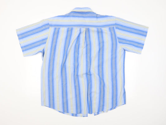 Weatherproof Mens Blue Striped Button-Up Size XL
