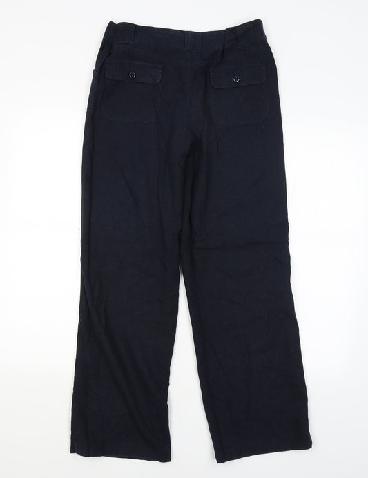Mia Moda Womens Blue Chino Trousers Size 12 L28 in