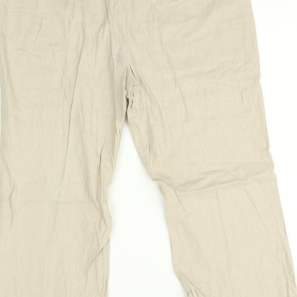 Womens UK Size 14 Marks and Spencer Regular Fit Beige Trousers