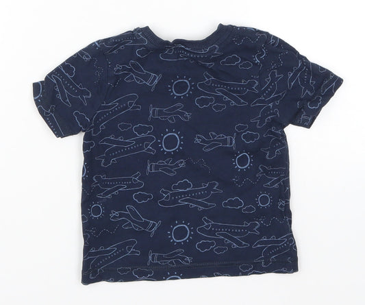 Very Boys Blue Basic T-Shirt Size 12-18 Months - Planes