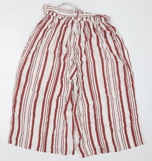 Primark Womens Red Striped Trousers Size 10