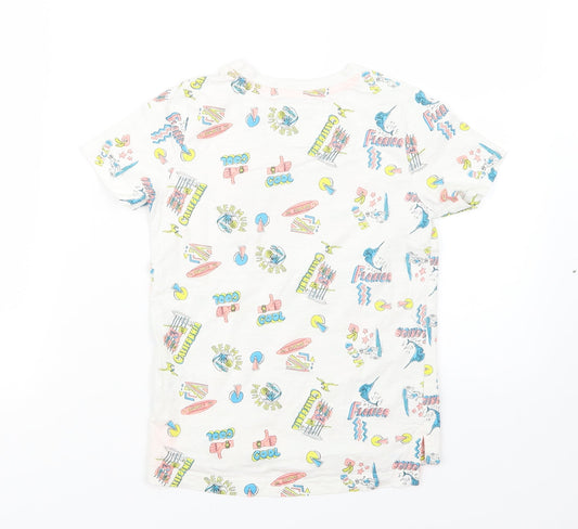 TU Boys White Geometric Basic T-Shirt Size 6 Years