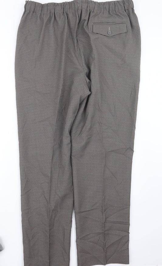 Premier Man Mens Brown Houndstooth Trousers Size 36 in L31 in