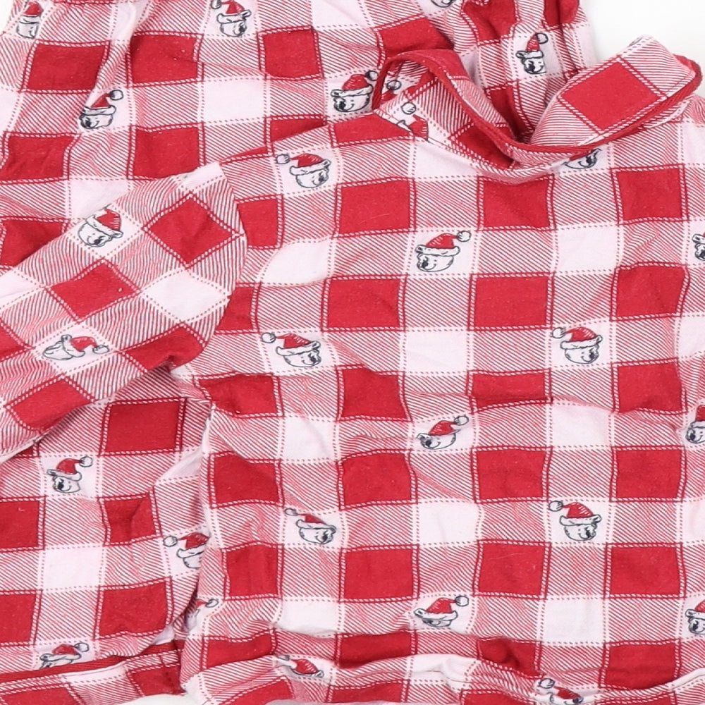 Brand and care label for George boys’ red geometric babydoll pyjama set, size 6-9, months