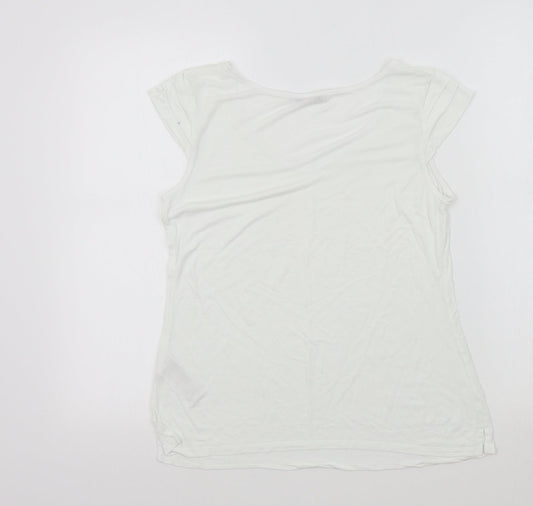 Womens UK Size S Oasis White Basic T-Shirt
