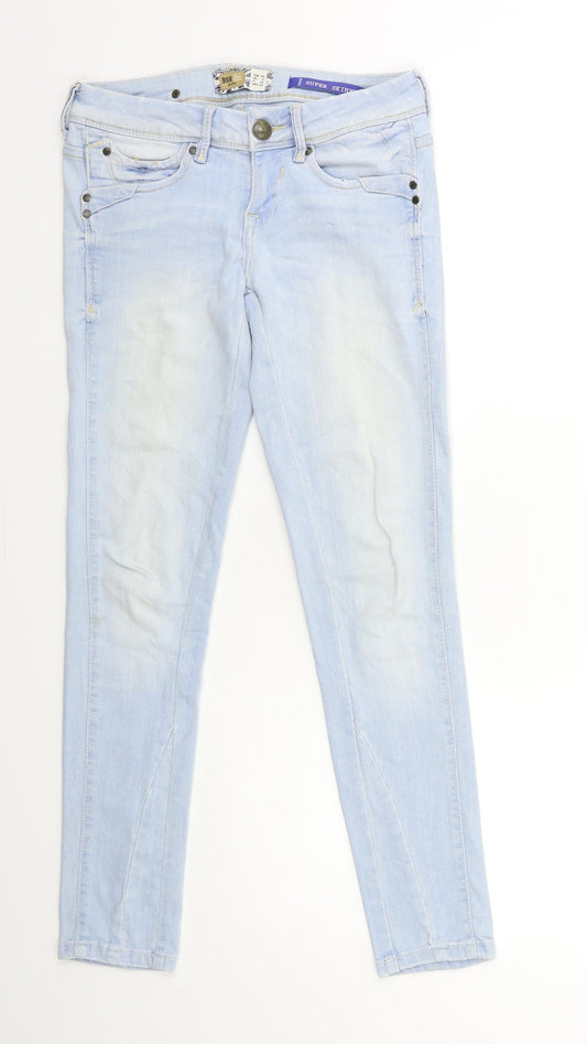 Womens UK Size 6 Bershka Regular Fit Skinny Blue Jeans
