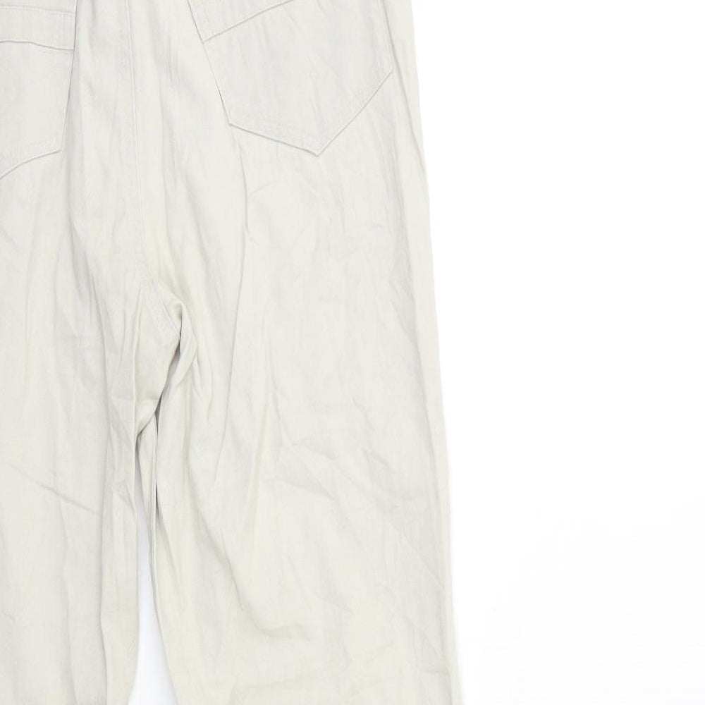Womens UK Size 12 Preworn Regular Fit Straight Beige Jeans