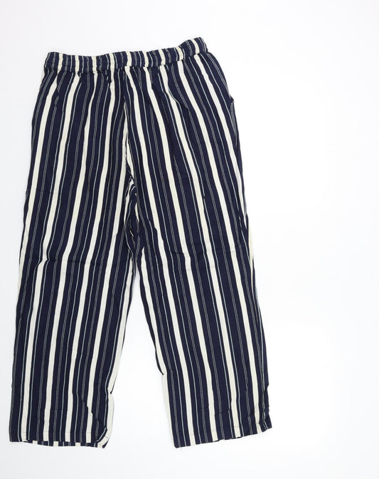 Anthology Womens Blue Striped Trousers Size 12 L26 in