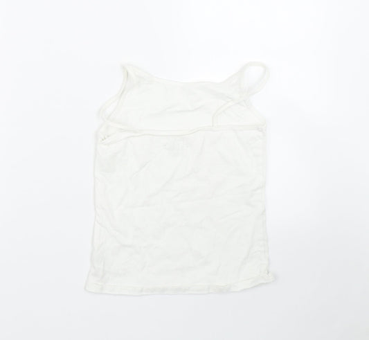 pep&co Girls White Basic Tank Size 9-10 Years