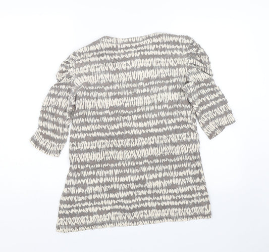 M&Co Womens Beige Striped Basic T-Shirt Size M