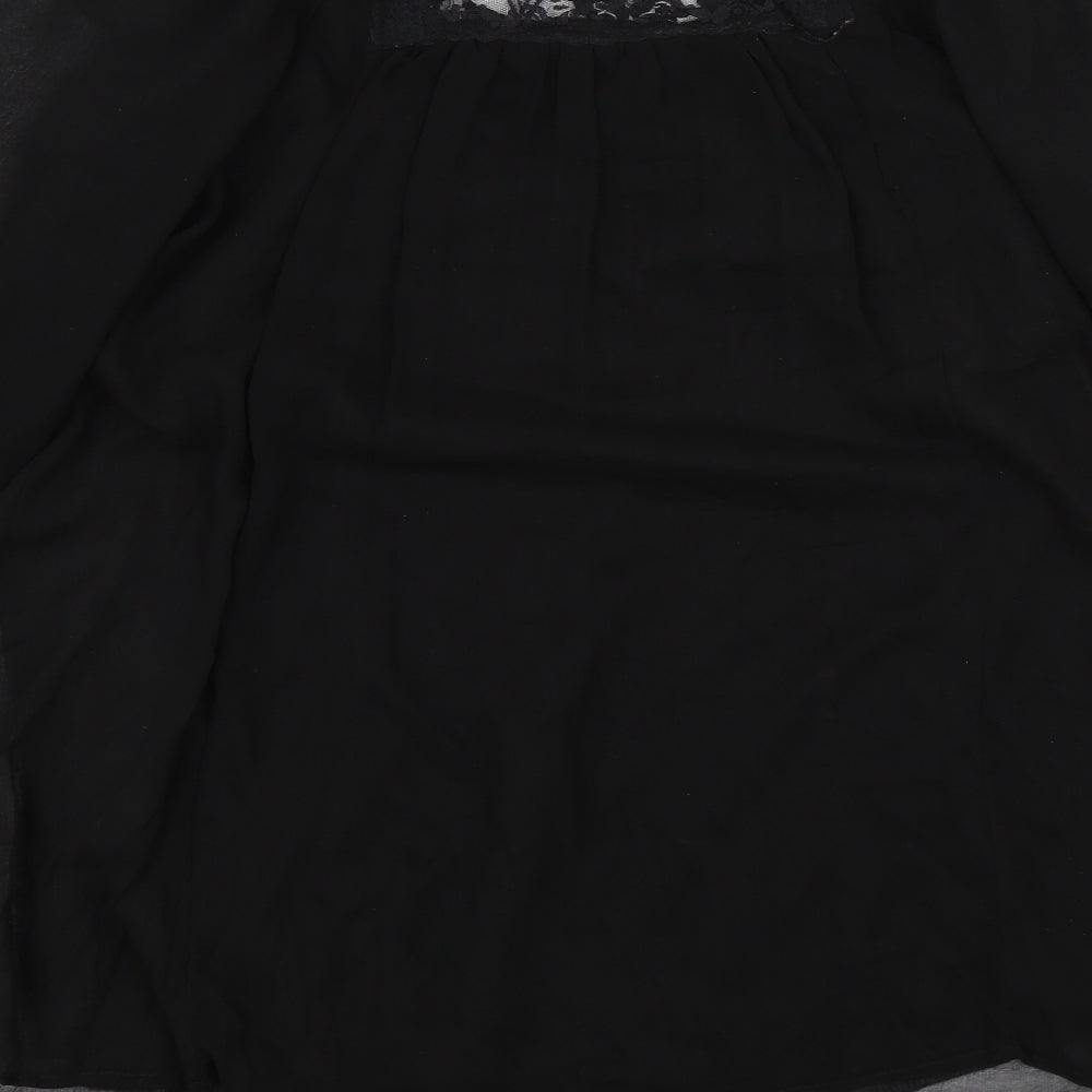 AX Womens Black Floral Lace Basic Blouse Size 12