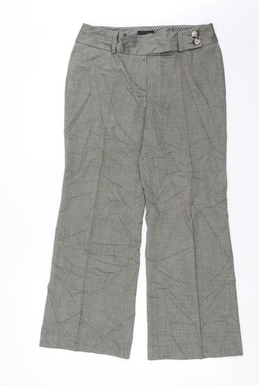 NEXT Womens Beige Geometric Trousers Size 16 L28 in