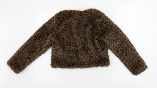 NEXT Girls Brown Animal Print Jacket Coat Size 10 Years