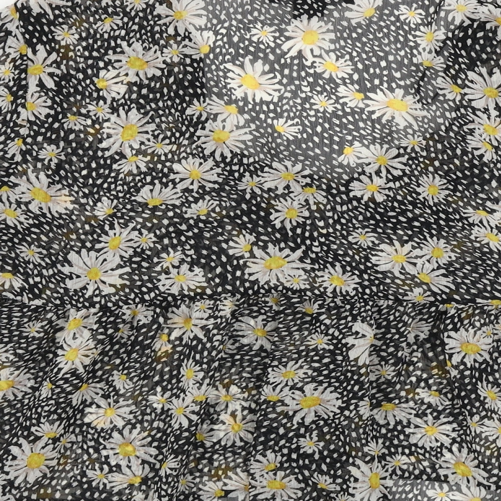 Primark Womens Grey Floral Basic Blouse Size 8