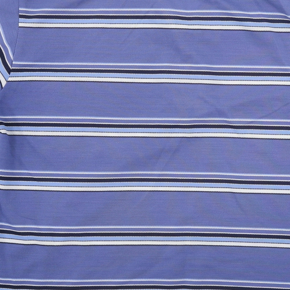 Ou Jian Mens Blue Striped Polo Size M