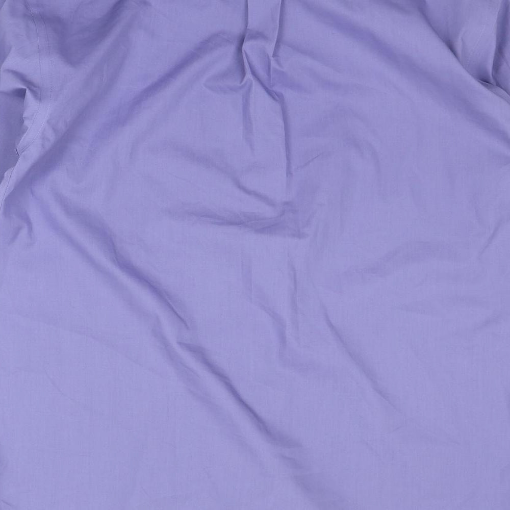 Mens UK Size 15.5 Double TWO Purple Button-Up Long Sleeve Casual Shirt