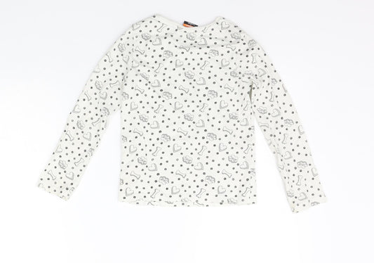 George Boys White Geometric Basic T-Shirt Size 6-7 Years