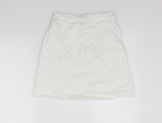 deniem co Womens Silver Houndstooth  A-Line Skirt Size 8