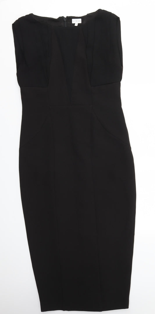 Additional front view of Linea women’s black a-line, size UK 10