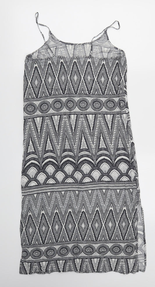 H&M Womens Black Geometric Fit & Flare Size 4