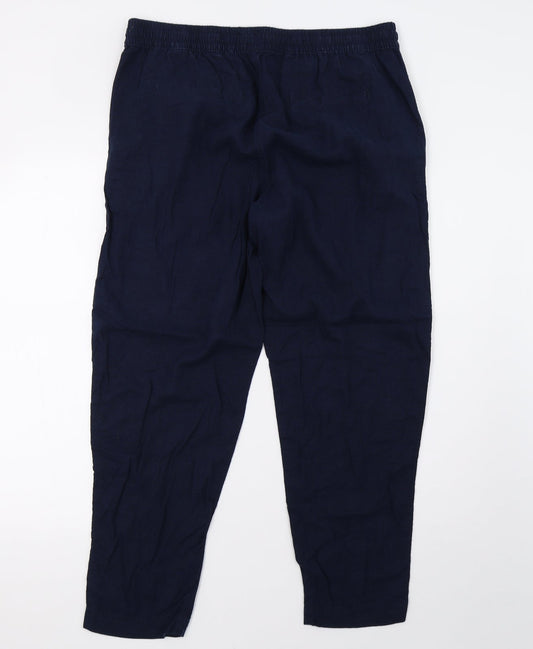Womens UK Size 14 Preworn Regular Fit Blue Trousers