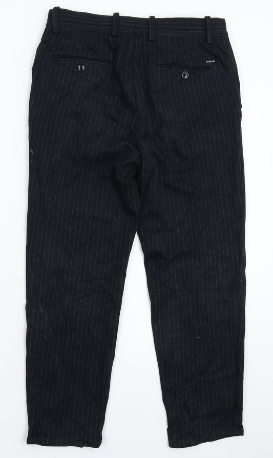 Mango Womens Blue Striped Trousers Size 28 in L25 in