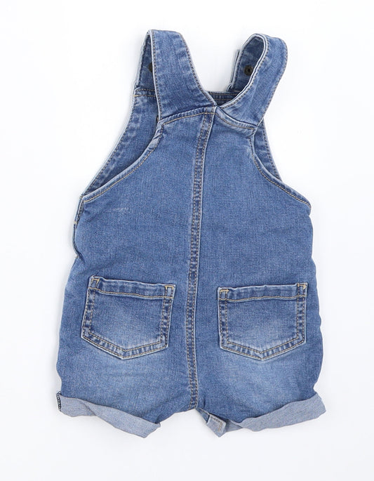 F&F Boys Blue Denim Dungaree One-Piece Size 3-6 Months