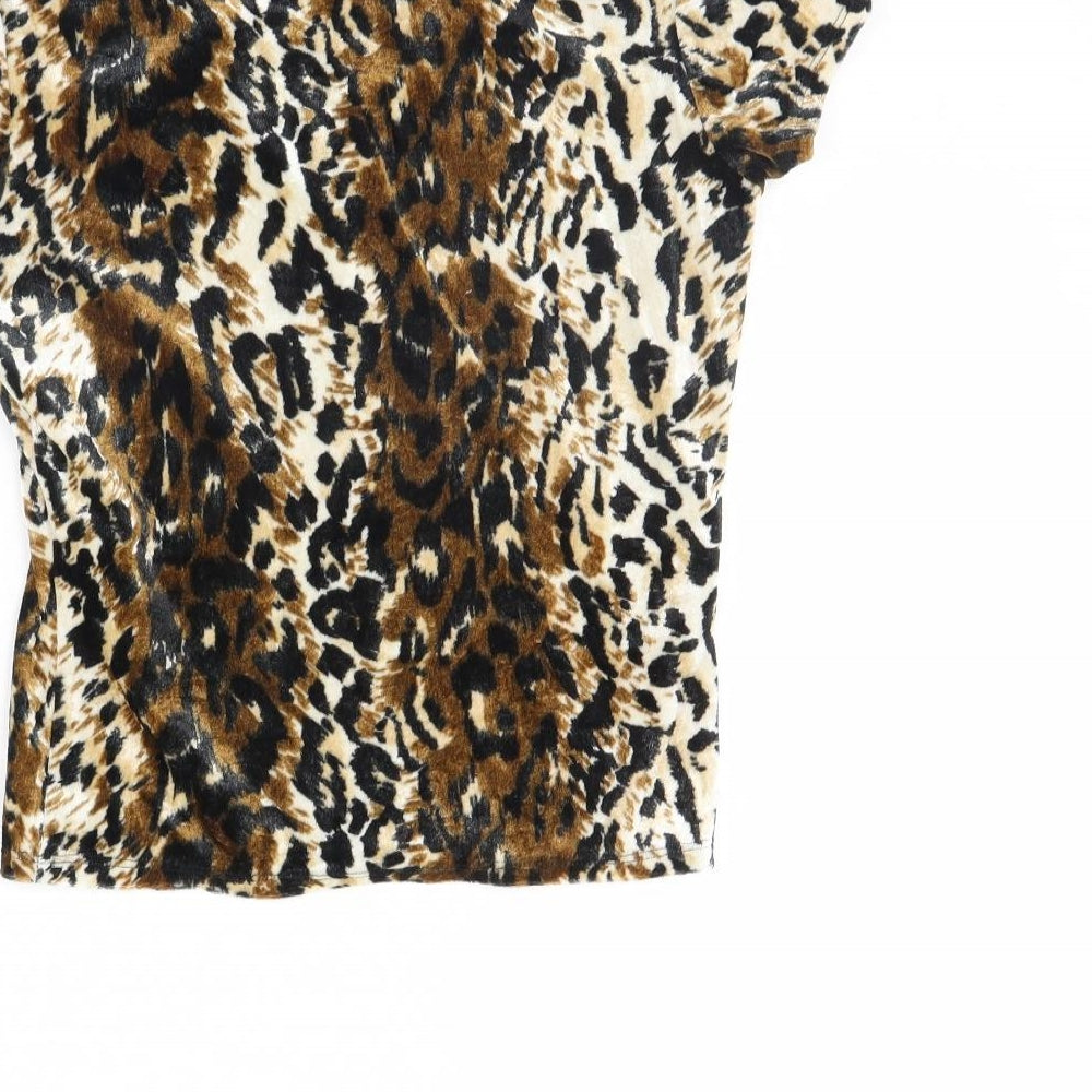 PREWO Womens Brown Animal Print Velour Cropped Tank Size M