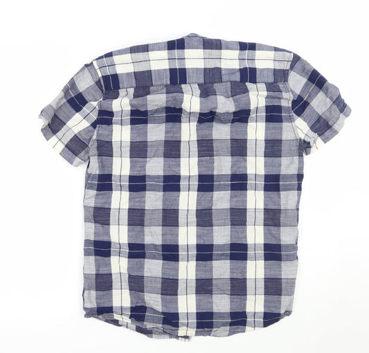 F&F Mens Blue Check Button-Up Size S