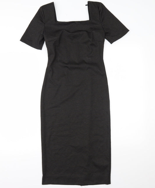 nexr Womens Brown Houndstooth Pencil Dress Size 6